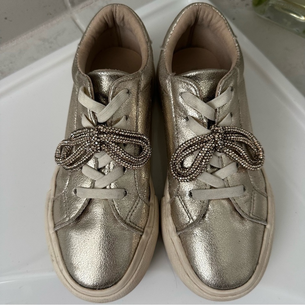 BCBGirls Gold Sneakers with Beaded Laces Size 1 Girls